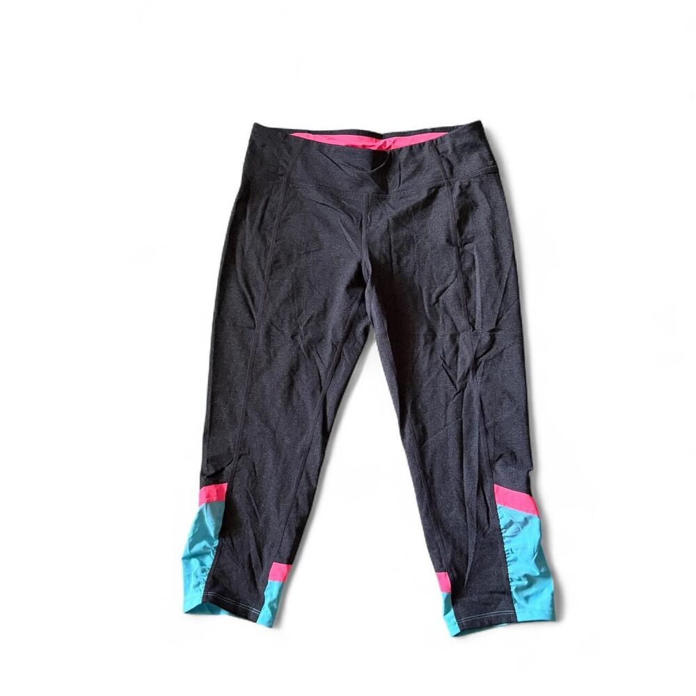 Calvin Klein Performance Women Grey Capri Leggings Y2K Yoga Pink Teal Large